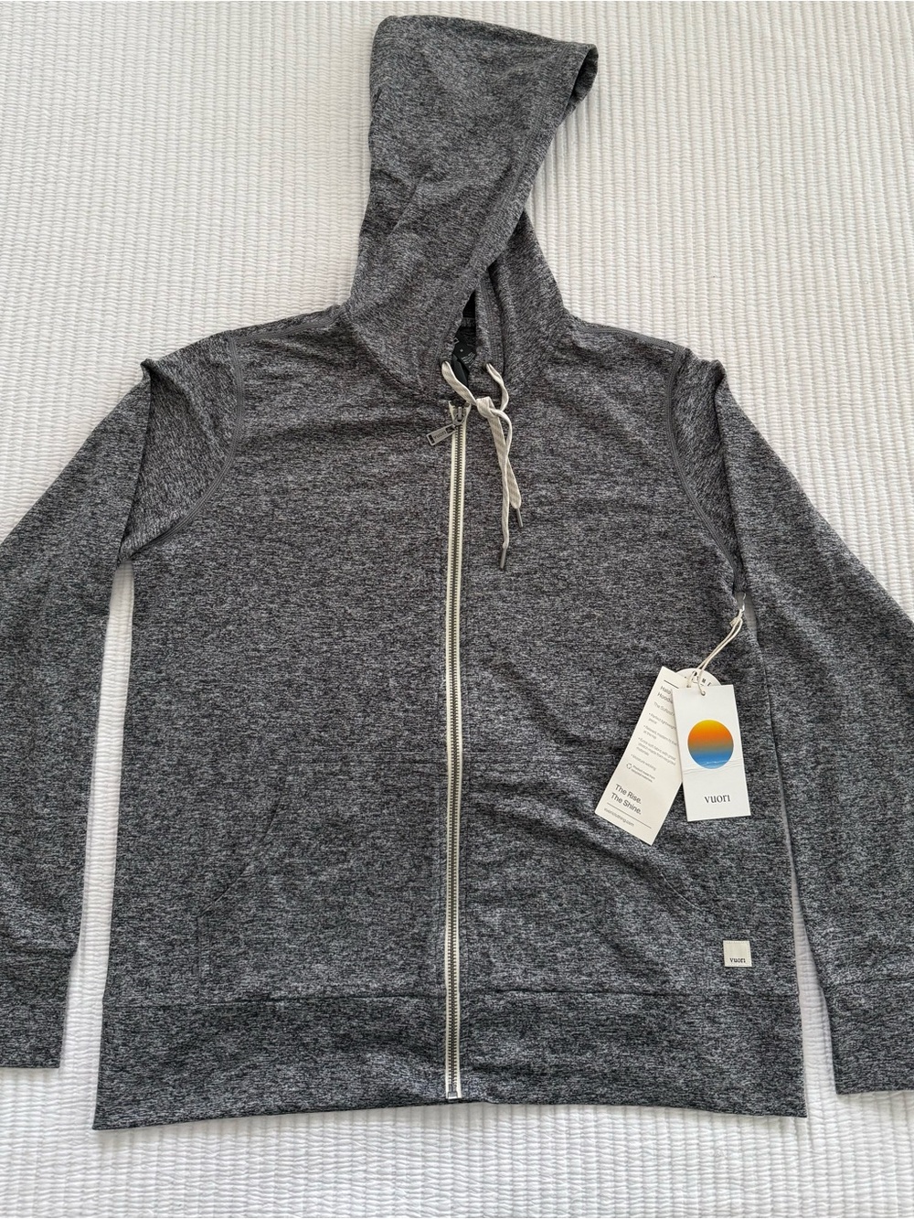 Vuori Heather Charcoal Hooded Zip Sweatshirt
